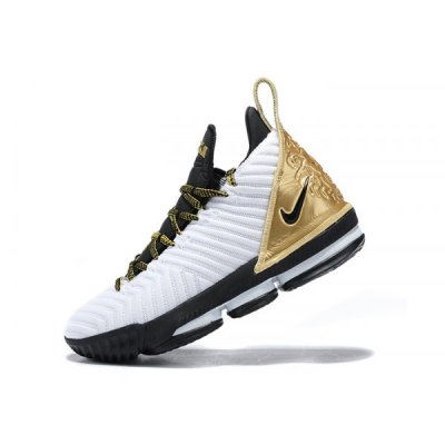 Nike Erkek Lebron 16 Beyaz / Metal Altın / Siyah Basketbol Ayakkabısı Türkiye - 69GWQWRE